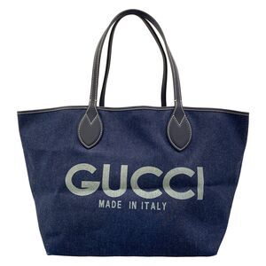 Gucci GG Supreme / Gucci Tottissima Tote Bag 820481 Denim Leather PVC